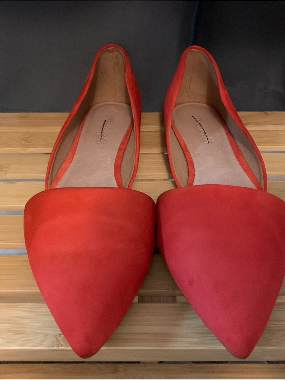 Madewell Red Pointed Suede Flats